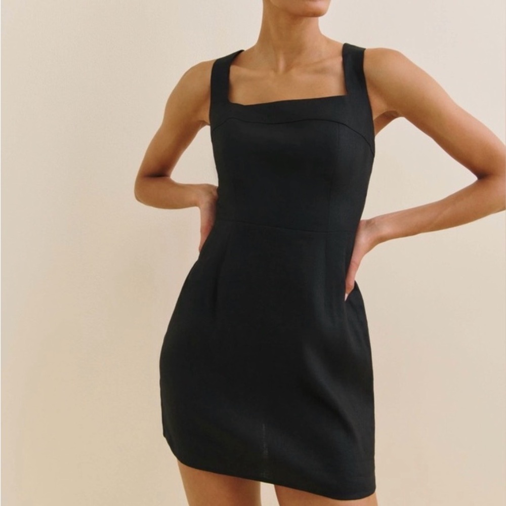 Reformation - Celosia Linen Black Mini Dress - Size 2